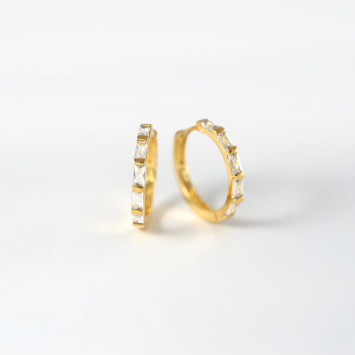 S925 Sparkling Baguette Hoop Earrings