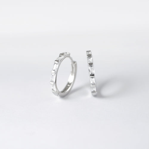 S925 Sparkling Baguette Hoop Earrings