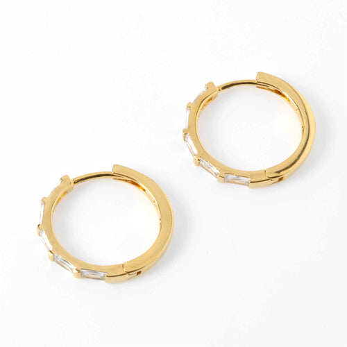 S925 Sparkling Baguette Hoop Earrings