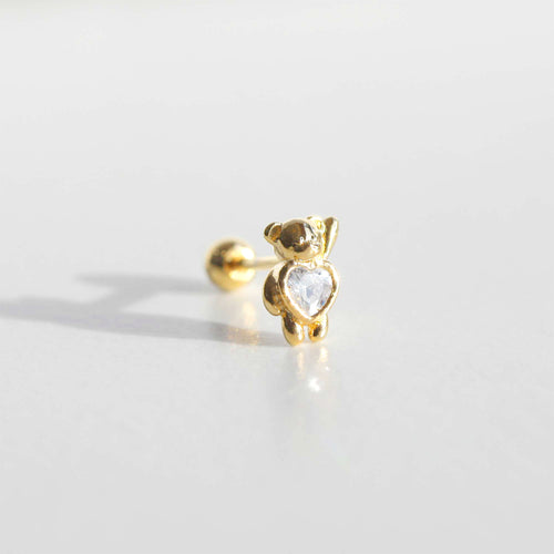 S925 Teddy Bear Heart Piercing