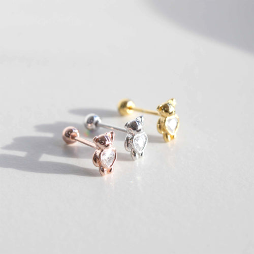 S925 Teddy Bear Heart Piercing